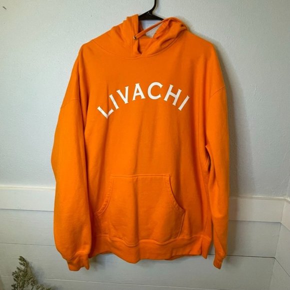 Livachi Premium‎ Leisure Wear Orange Drawstring Pullover Hoodie Men's Size XL - Picture 2 of 7
